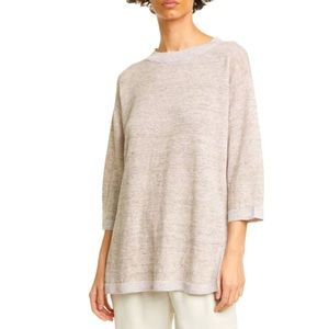 Eileen fisher oatmeal organic crewneck tunic sweater in bramble.